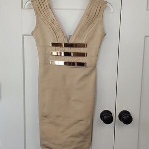 WOW Couture bodycon Dress Sz S Gold